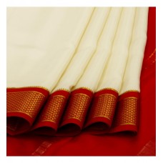Kuberan Mysore Silk White Red Saree [कुबेरन् मैसूरु कौशेय श्वेत रक्त वर्ण शाटिका]